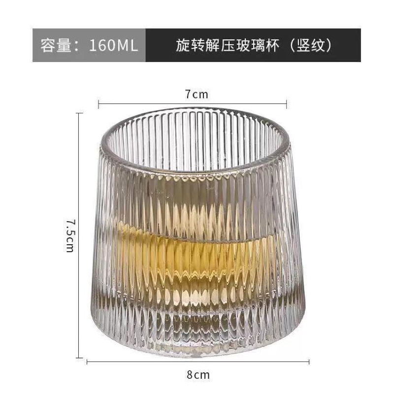 Ly thuỷ tinh đế lồi xoay 360 độ cao cấp