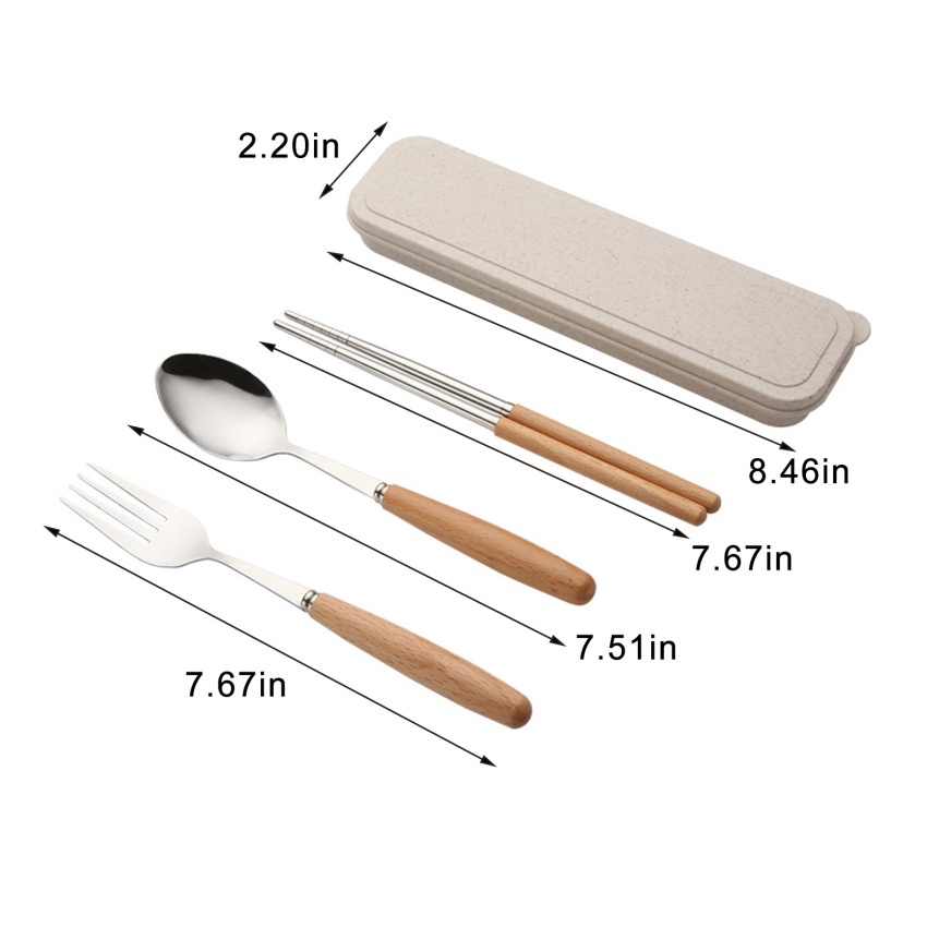 Bộ 4 Món Muỗng Đũa Nĩa Bằng Thép Không Gỉ 18 / 8 Ốp