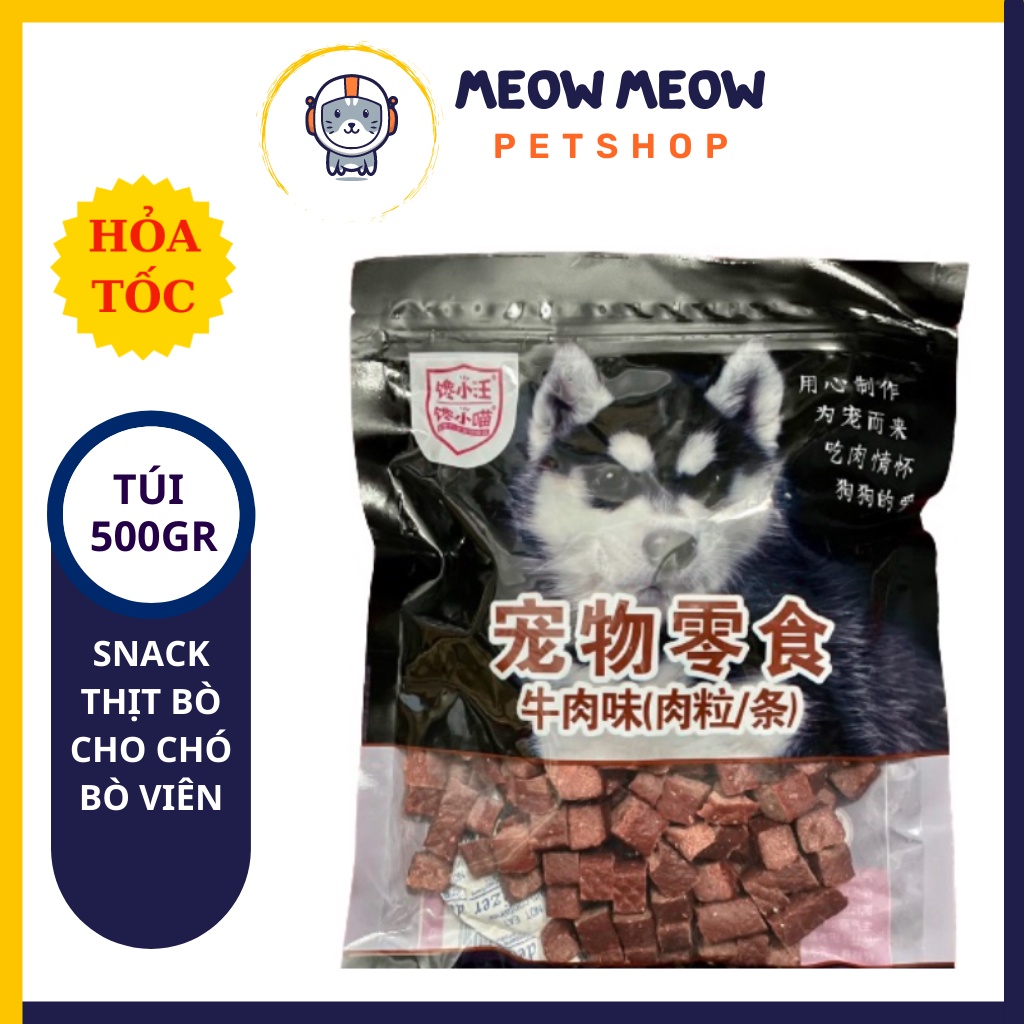 Snack bánh thưởng cho chó thịt bò viên | Túi 500gr | Bánh thưởng dinh dưỡng dành cho chó.