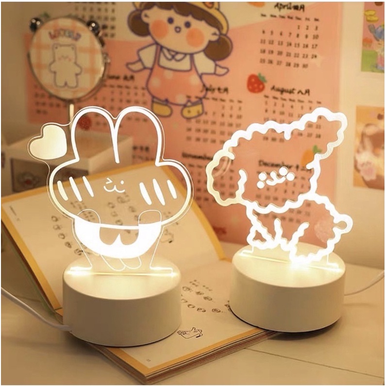 Đèn ngủ decor mica hình thú dễ thương