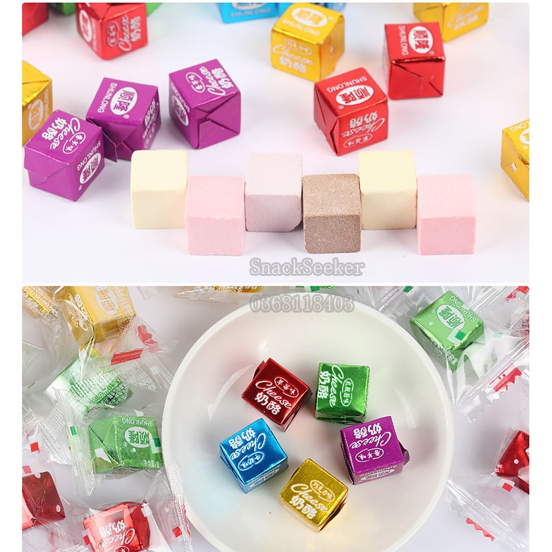 Kẹo phô mai Cheese Cube pack 100 viên 5 hương vị #SNACKSEEKER