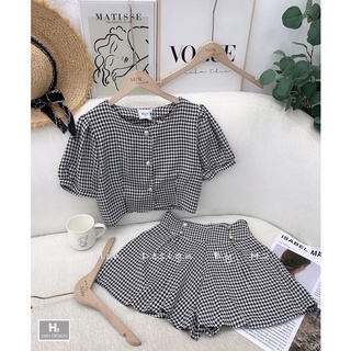 SET DẠ KẺ MIX QUẦN GIẢ VÁY