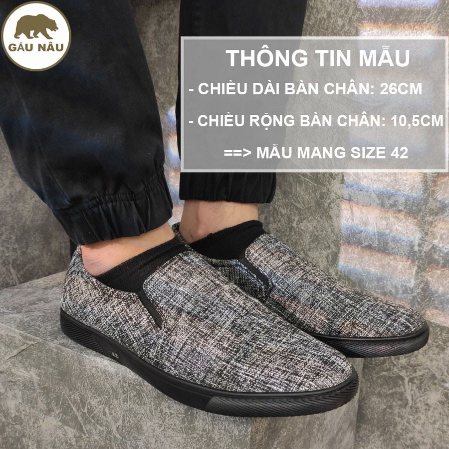 Giày lười nam thân vải siêu tốt đế chống trượt thơi trang GN213 Gấu nâu | WebRaoVat - webraovat.net.vn