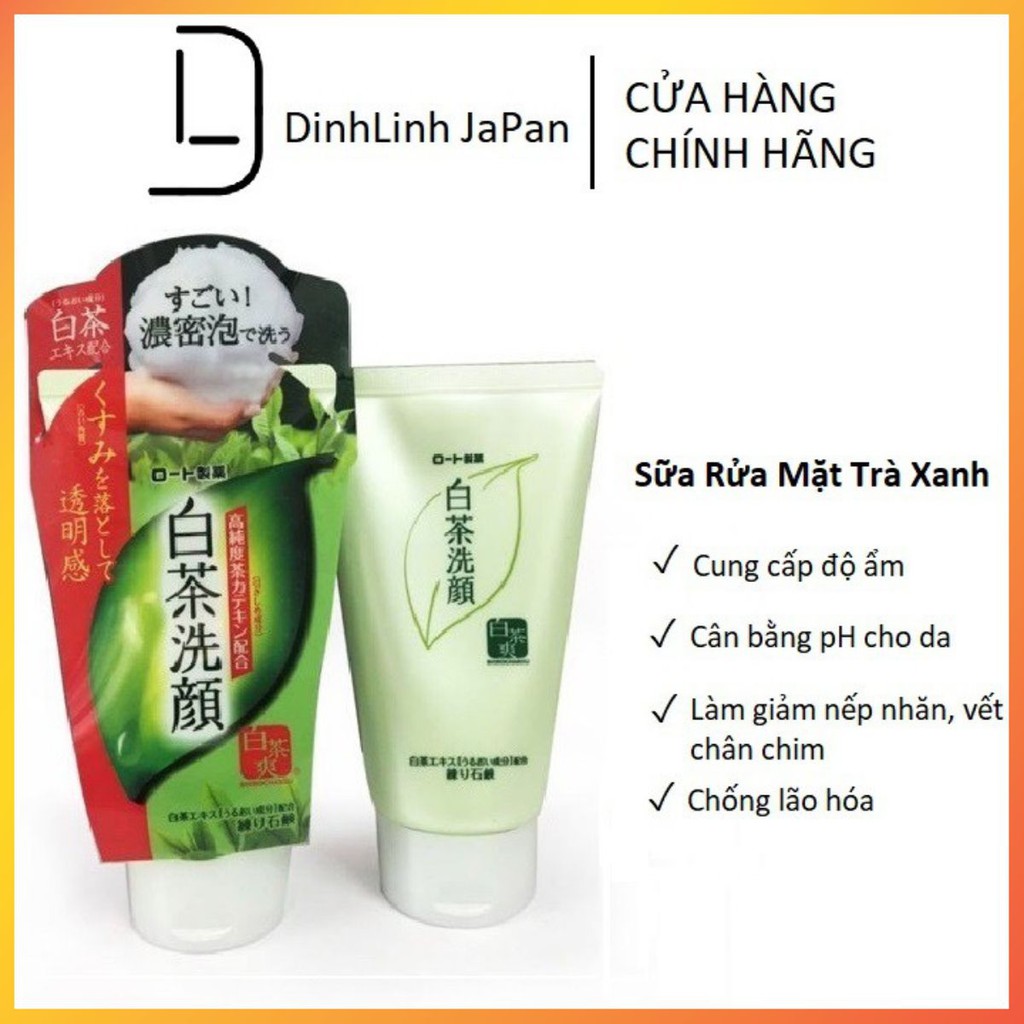 Sữa Rửa Mặt Trà Xanh ROHTO Shirochasou Nhật Bản 120g