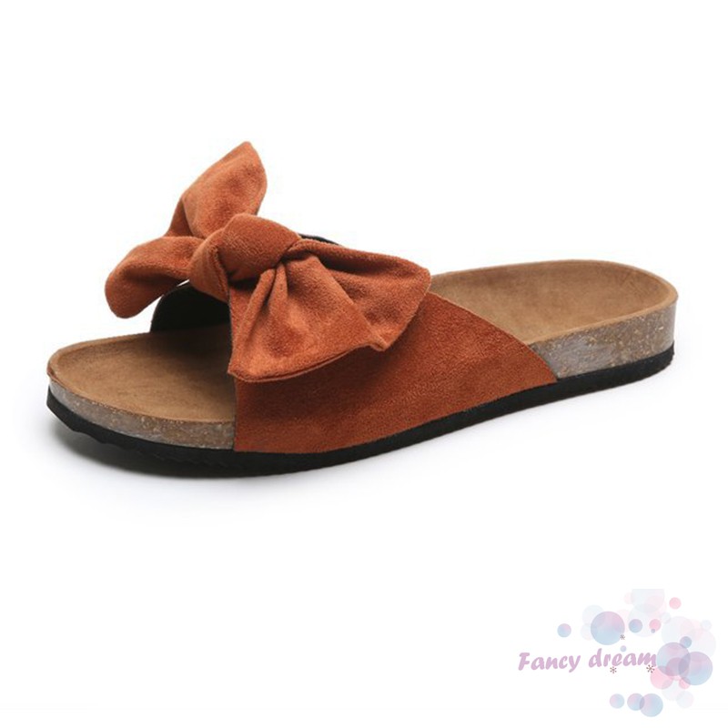 Dép Sandal Nữ Đế Dày Đi Biển Mùa Hè Đính Nơ Thời Trang