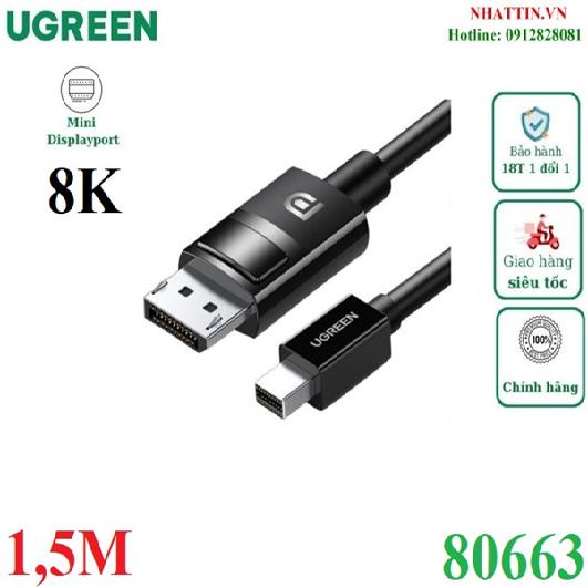 Cáp chuyển đổi Mini Displayport to Displayport dài 1.5M hỗ trợ 8K Ugreen 80663 cao cấp