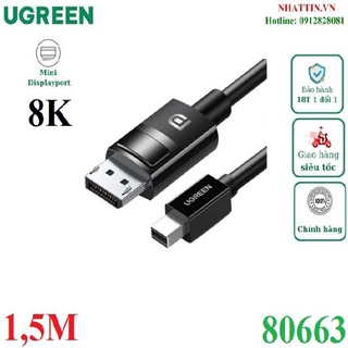 Cáp chuyển đổi Mini Displayport to Displayport dài 1.5M hỗ trợ 8K Ugreen 80663 cao cấp