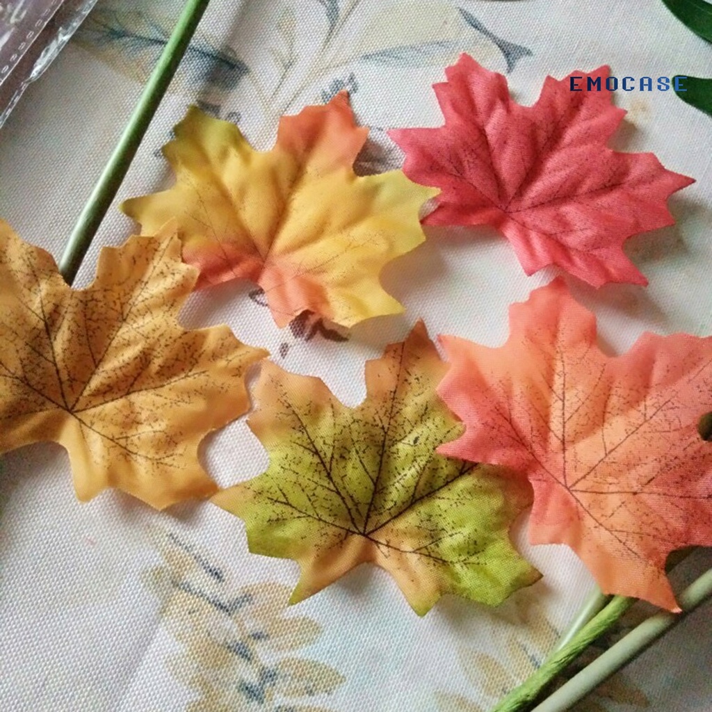 Túi 50 Lá Phong Giả Bằng Vải Không Phai Màu Dùng Trang Trí Halloween