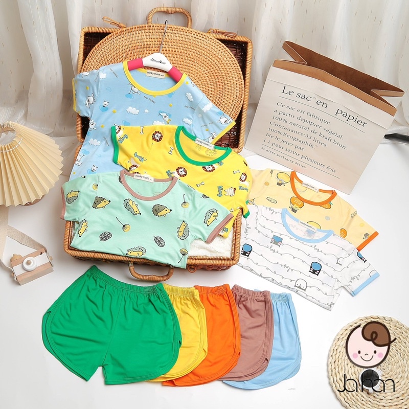 Bộ cộc tay hoạ tiết thú cưng dễ thương Peekaboo