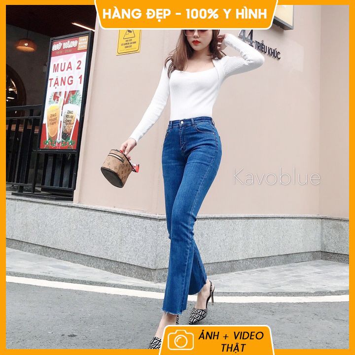 Quần bò nữ ❤️ 𝐇𝐚̀𝐧𝐠 𝐜𝐚𝐨 𝐜𝐚̂́𝐩 ❤️ Quần jean nữ ống loe, siêu nâng mông, kéo dài chân, mẫu mới 2021 | BigBuy360 - bigbuy360.vn