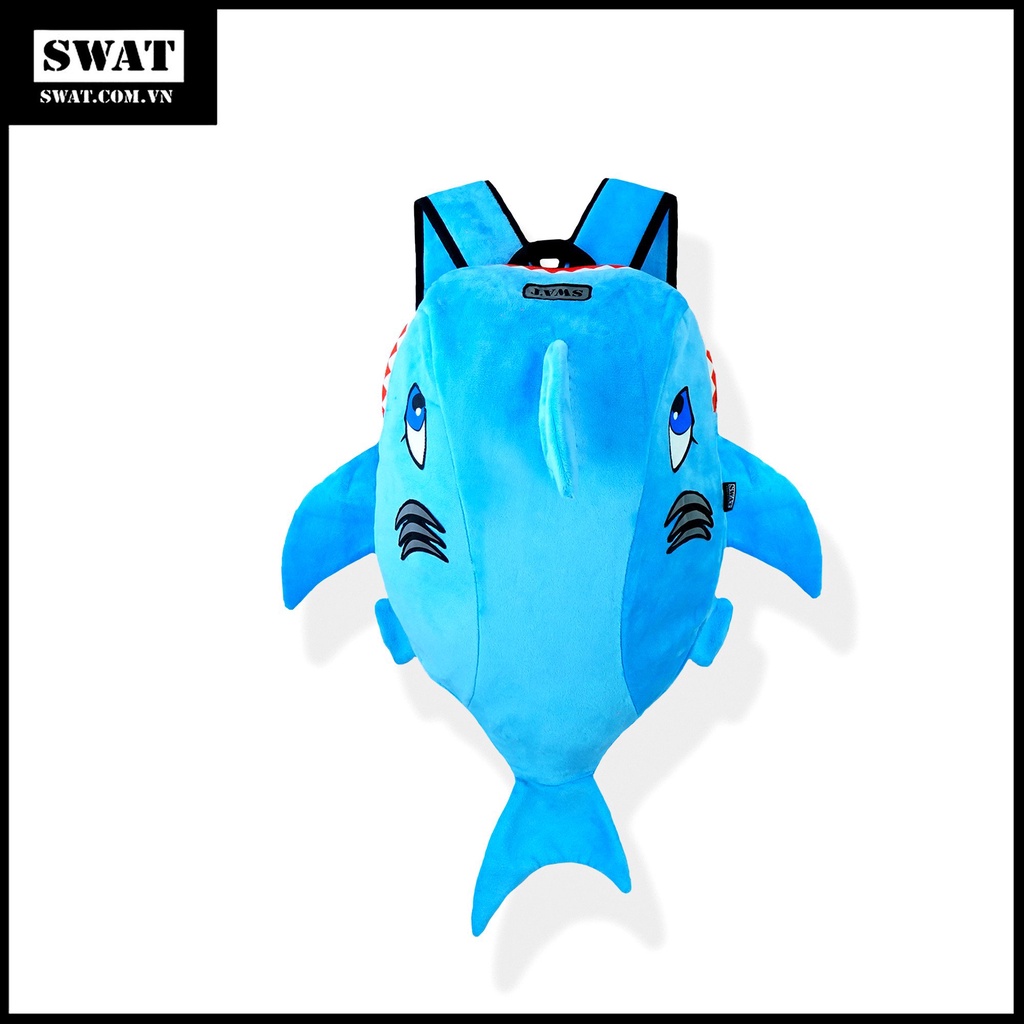 Balo cá mập Baby Shark nhung màu xanh dương