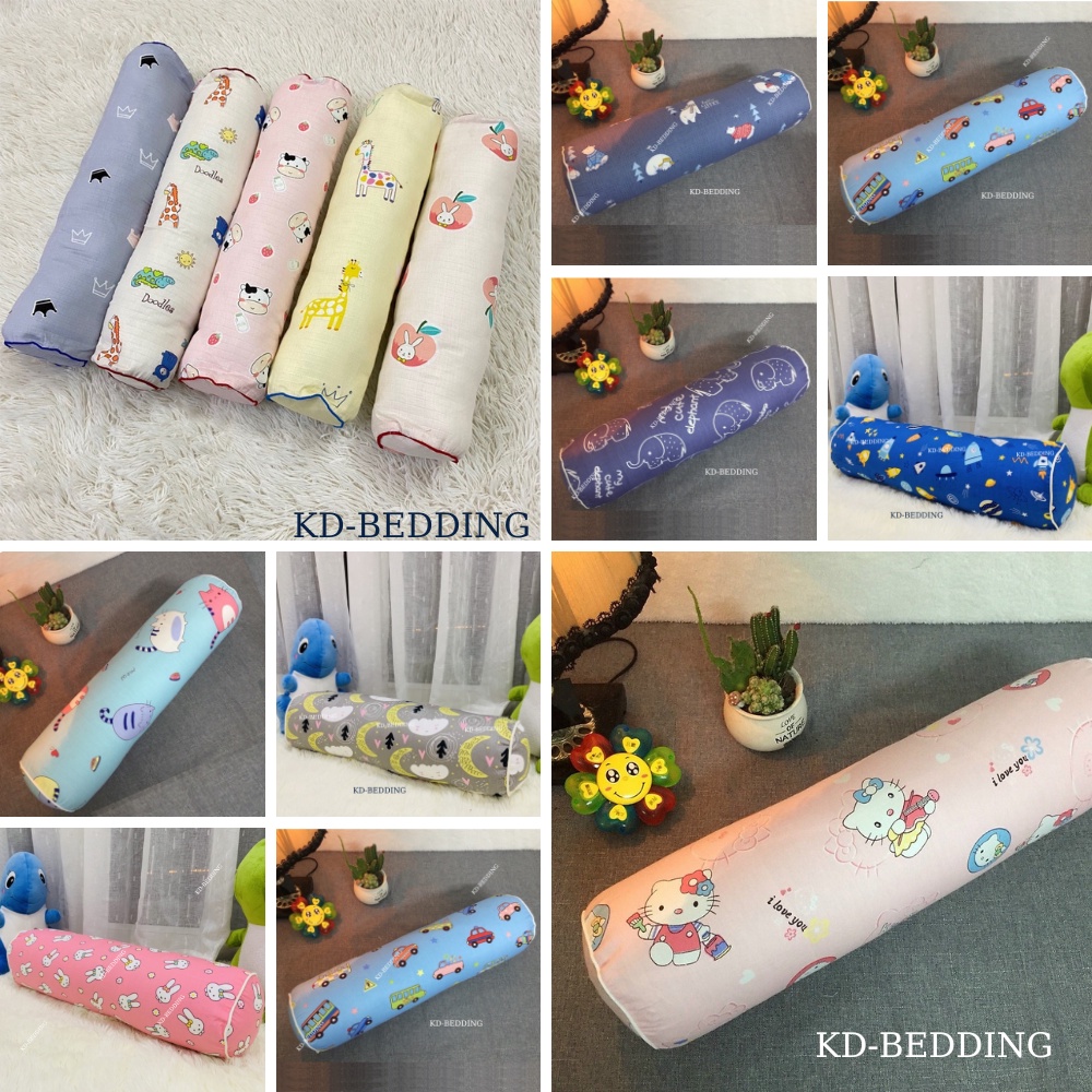 Gối ôm cho bé đi học, gối ôm trẻ em cotton cao cấp thoáng khí nhiều màu KD BEDDING kích thước 20cm x 60cm