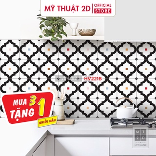 Decal gạch bông dán bếp dán tường, hoa văn Reppat, kt 120x60cm/set, Mua 3 Tặng 1