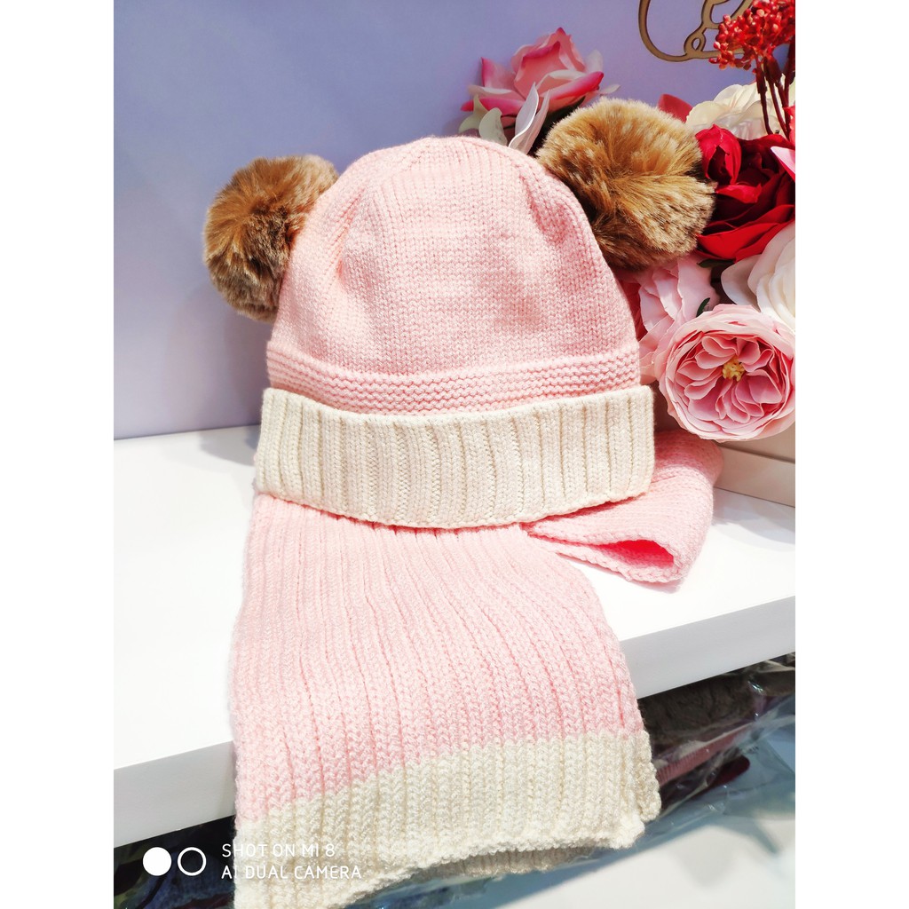 Combo Mũ len kèm khăn quàng siêu ấm cho bé