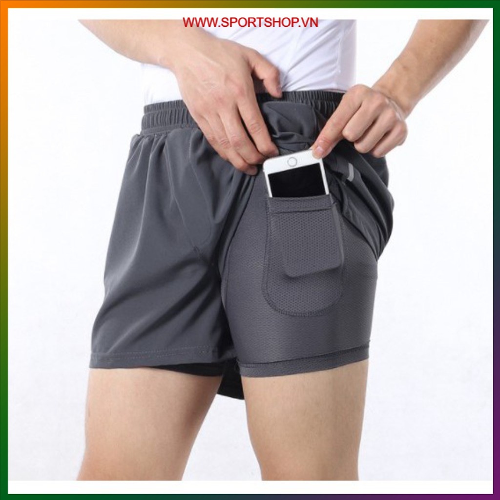 Quần chạy bộ nam ARSUXEO MS03, quần short thể thao 2 lớp (boxer) thiết kế 2 túi đa năng, siêu nhẹ, thoáng khí