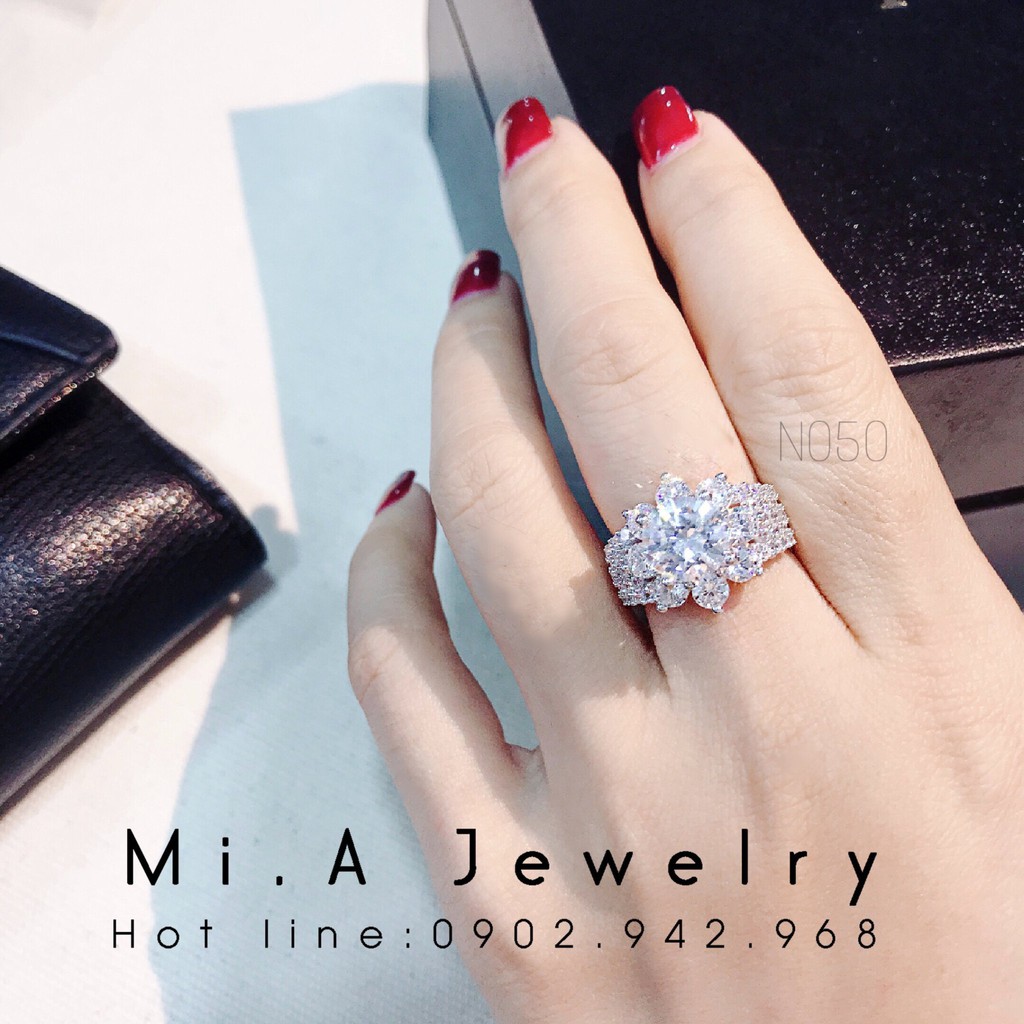 Nhẫn bạc ý 925 cao cấp hột mỹ nhân tạo Mã N050