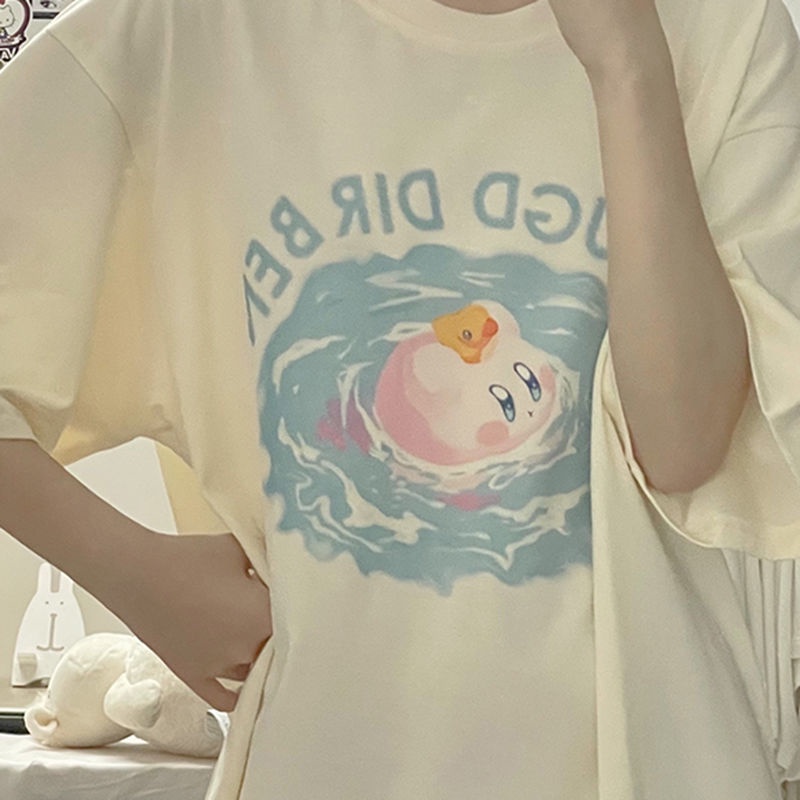 Áo Thun Tay Ngắn In Hình Kirby Phong Cách Harajuku Cho Nữ