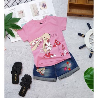 [SIZE ĐẠI] SÉT ÁO THUN CON THỎ PHỐI QUẦN SHORT JEAN