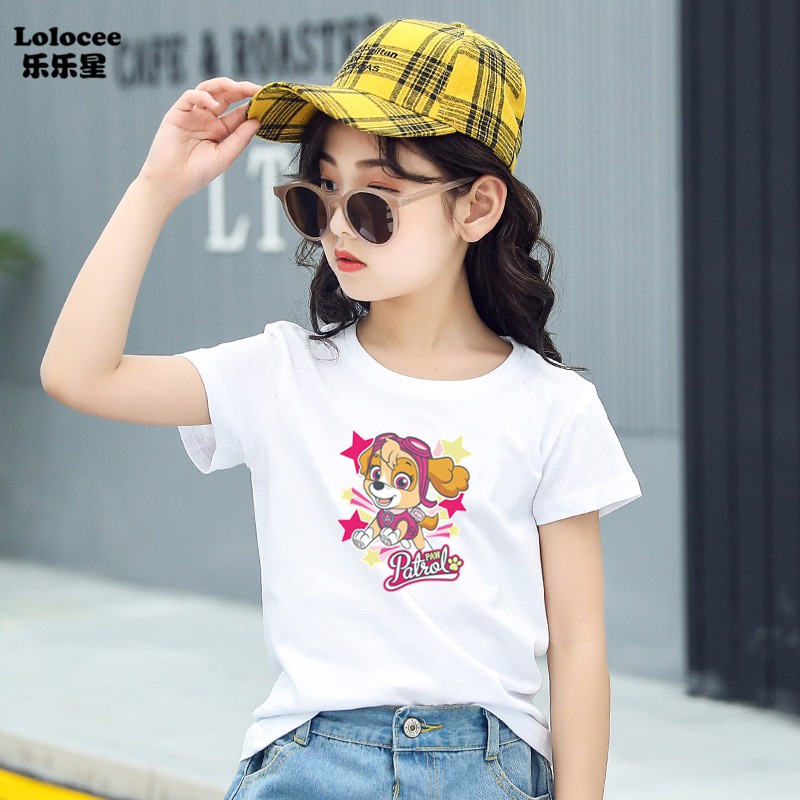 Áo thun in hình cún con dùng bé gái thiết kế độc đáo dễ thương bằng cotton 100%