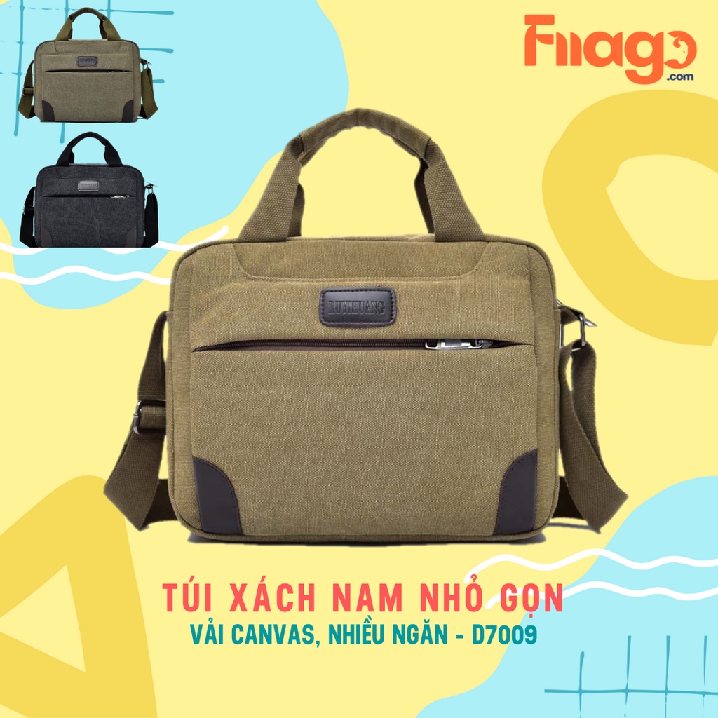 Túi Xách Vải Bố Canvas Cỡ Nhỏ 38x22cm Có Dây Đeo D7009 Fiiago