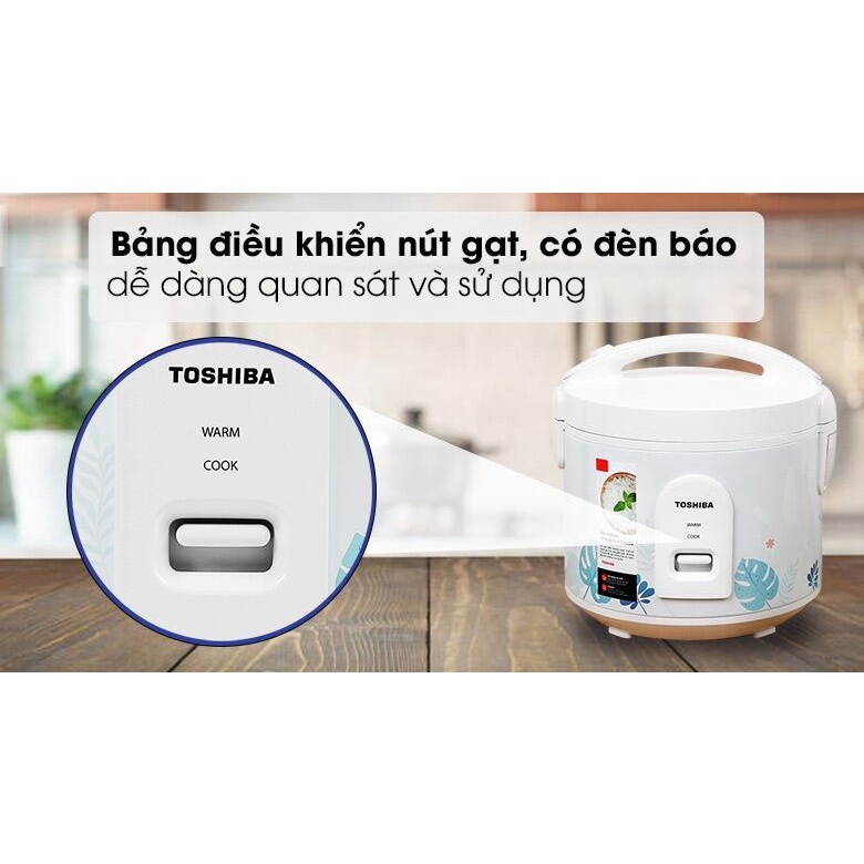 Nồi cơm nắp gài Toshiba 1 lít RC-10JH2PV(B)-Chính Hãng -1lít 2-4 người ăn-Công suất:500 W
