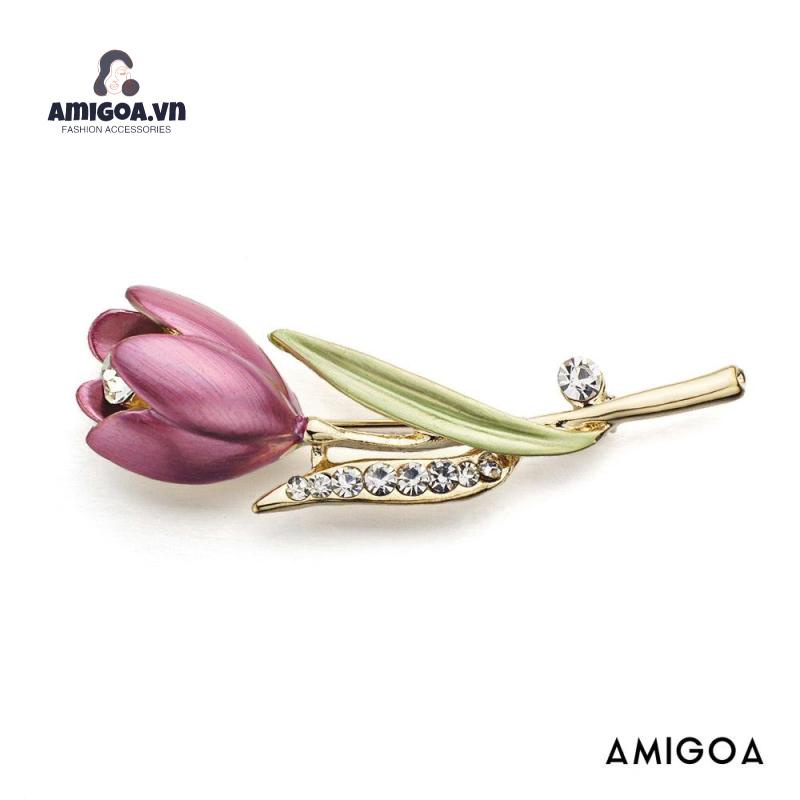 ✨✨Ghim Cài Áo Hình Hoa Tulip Đính Đá Nhân Tạo Thời Trang