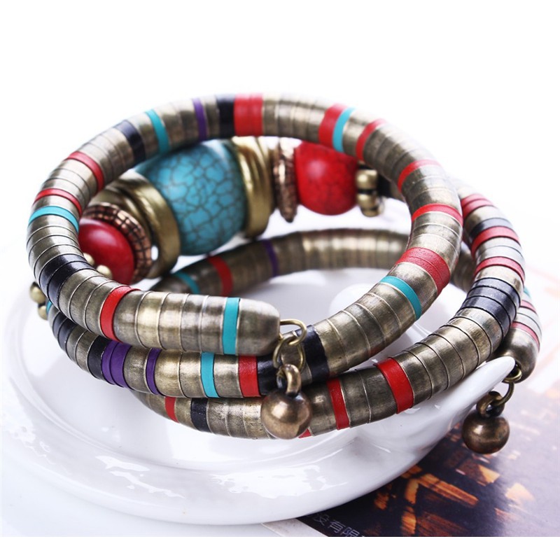 Vòng đeo tay đá ngọc lam nhân tạo phong cách Boho đẹp mắt