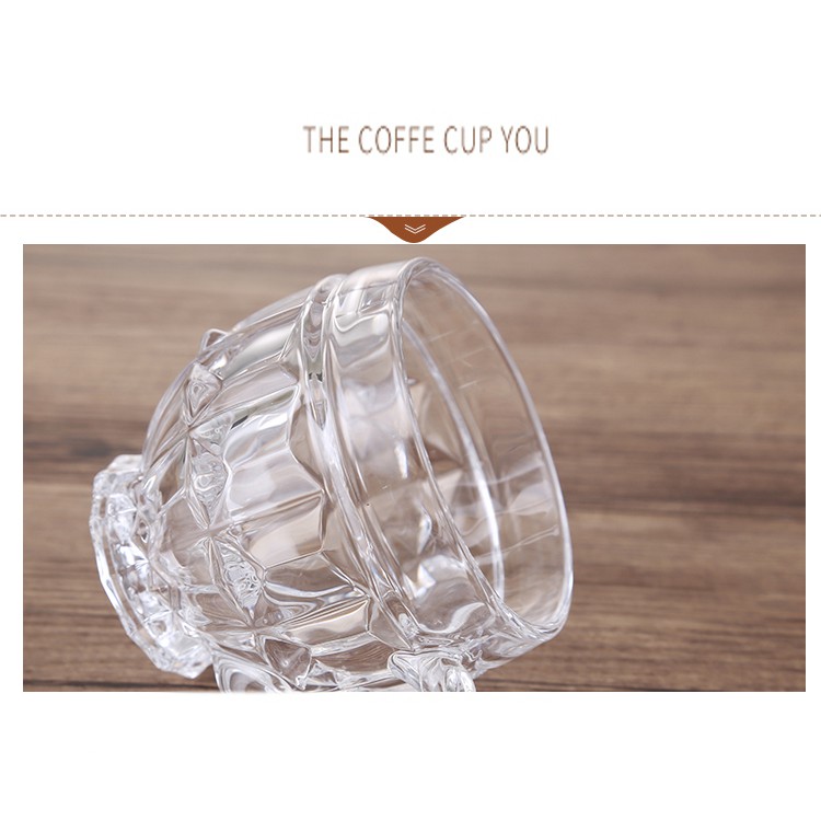 BỘ 6 CÁI LY THỦY TINH CÓ QUAI CẦM, ly cốc cà phê cafe cao cấp chất lượng giá rẻ, ly uống bia nước trà thiết kế đẹp sang