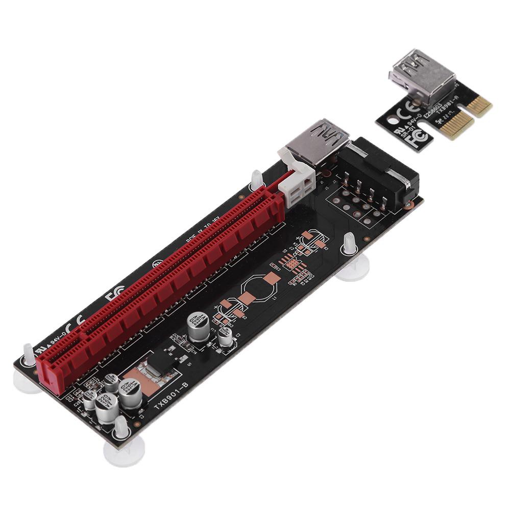 (Hàng Mới Về) Dây Cáp Chuyển Đổi Pci-E Express 1x Sang 16x 4pin Usb3.0 Cho Btc Miner