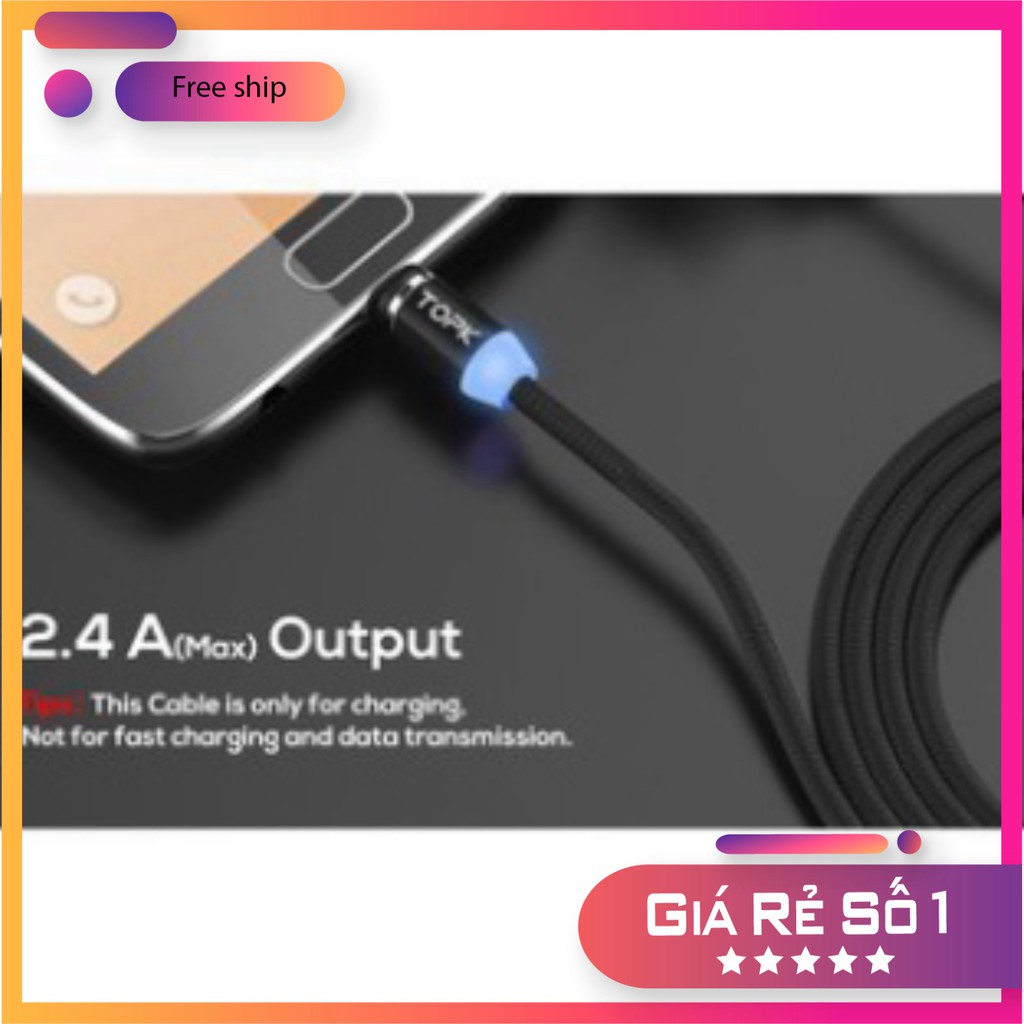 👑Giá Hủy Diệt👑 Bộ Cáp Sạc Dù Nam Châm 3 Đầu Hít Dành Cho ANDROI/IPHONE/TYPE C Xoay 360 Độ, Có Đèn Led