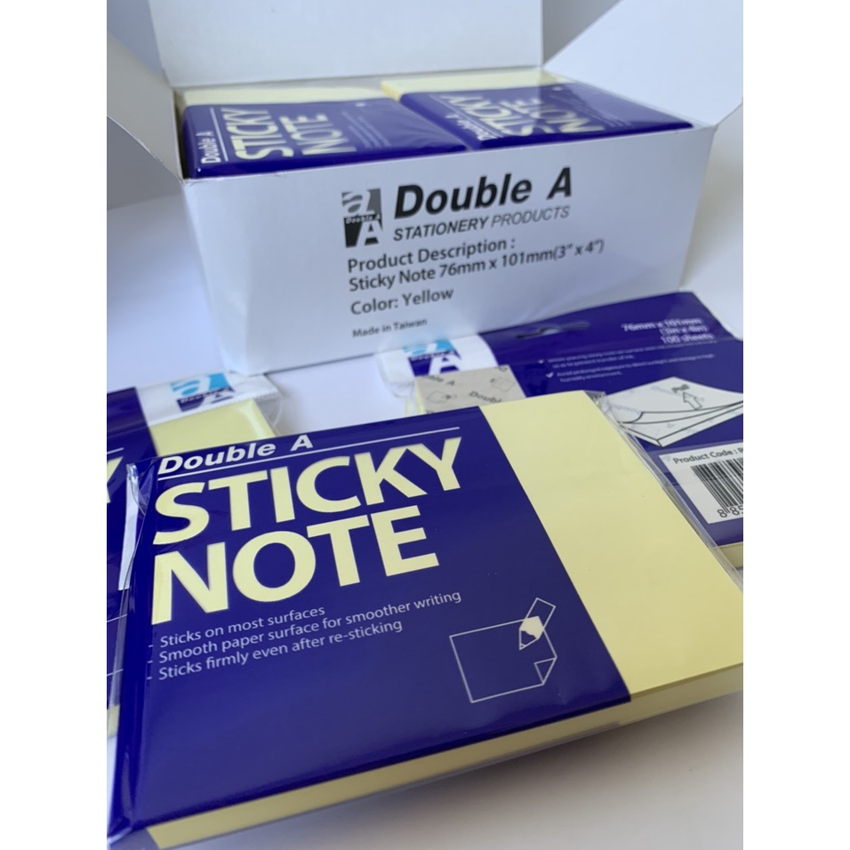 Giấy Nhớ, Giấy Note Double 3x4 (100 tờ/tập) - Độ Bám Dính Cao, Không Bong Tróc Khi Gỡ