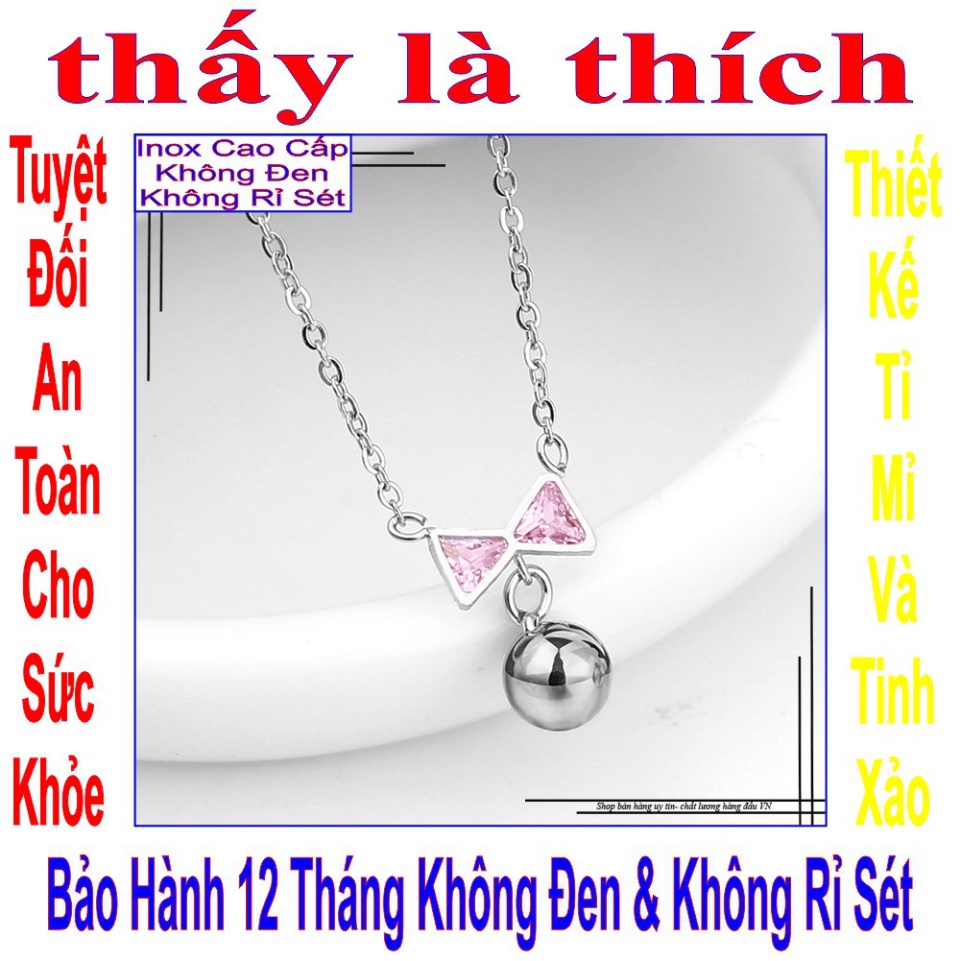 Dây chuyền cho bé mặt chiếc nơ xinh xắn treo bi - An toàn cho trẻ - Cam kết 1 đổi 1 nếu hoen , gỉ sét