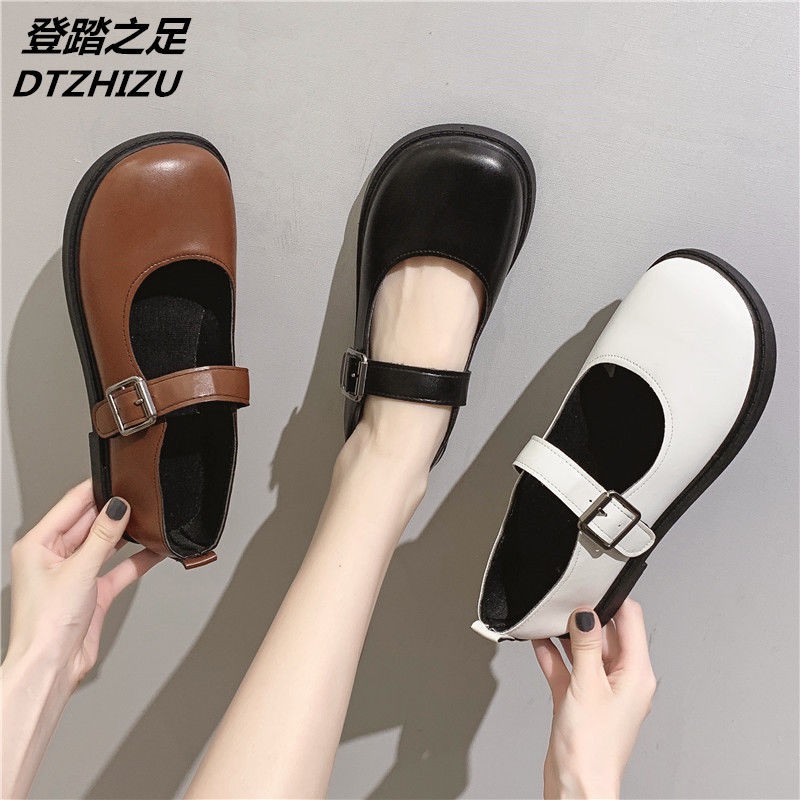 Giày Da Đế Bằng Kiểu Retro Anh Thiết Kế Dễ Thương Cho Nữ | BigBuy360 - bigbuy360.vn