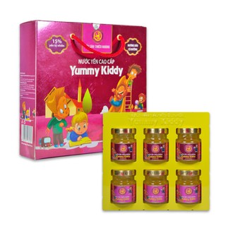 Vị dâu - Hộp 6 hũ nước Yến sào Thiên Hoàng Yummy Kid 15% yến tổ cho bé (6 lọ x 70ml)