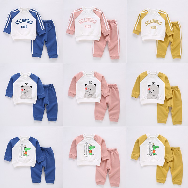Bộ quần áo cotton dài tay cao cấp mặc cho bé trai bé gái Hàng Quảng Châu xuất Nhật BDT09