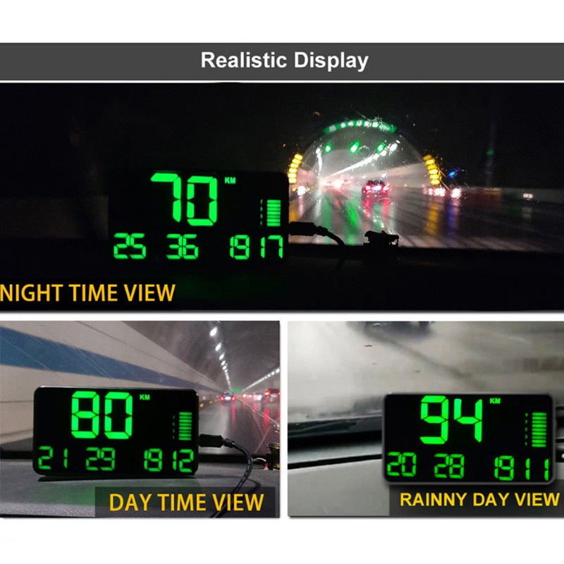 SUN C90 Car HUD Head Up Display GPS Speedometer Speed Display KM/H MPH For Car Bike Motorcycle GPS Overspeed Alarm