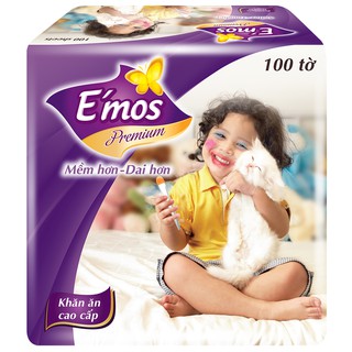 Giấy Ăn E'mos Premium 1 Lớp (100 Tờ)