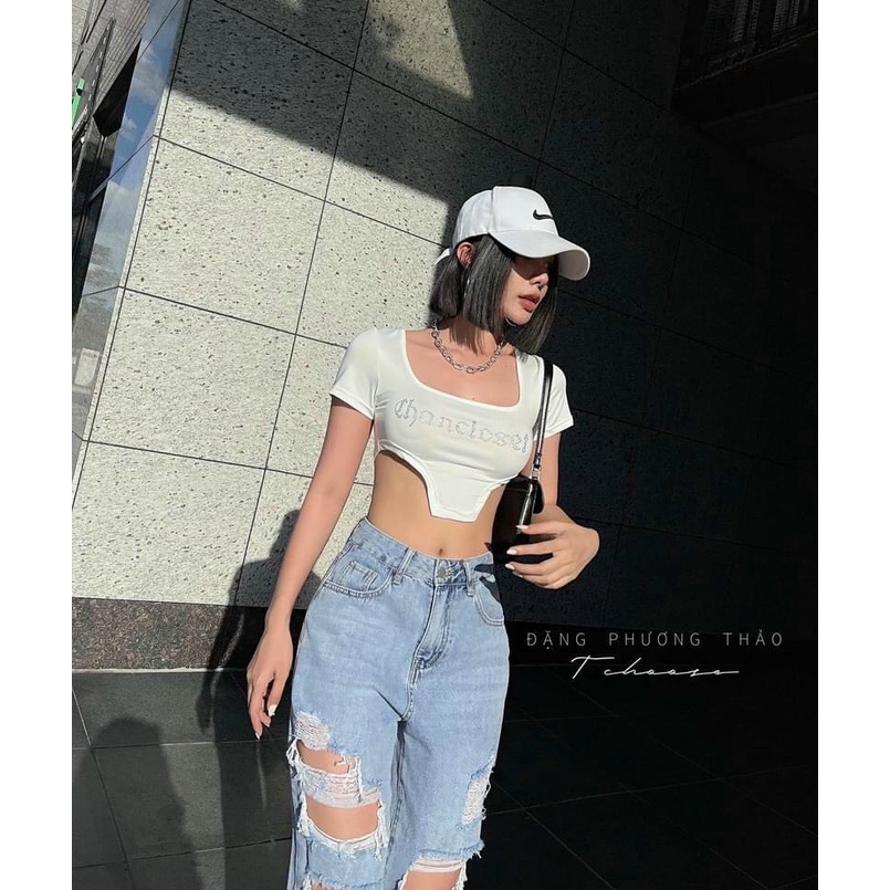 Áo croptop đính đá_Xưởng May Quang Anh