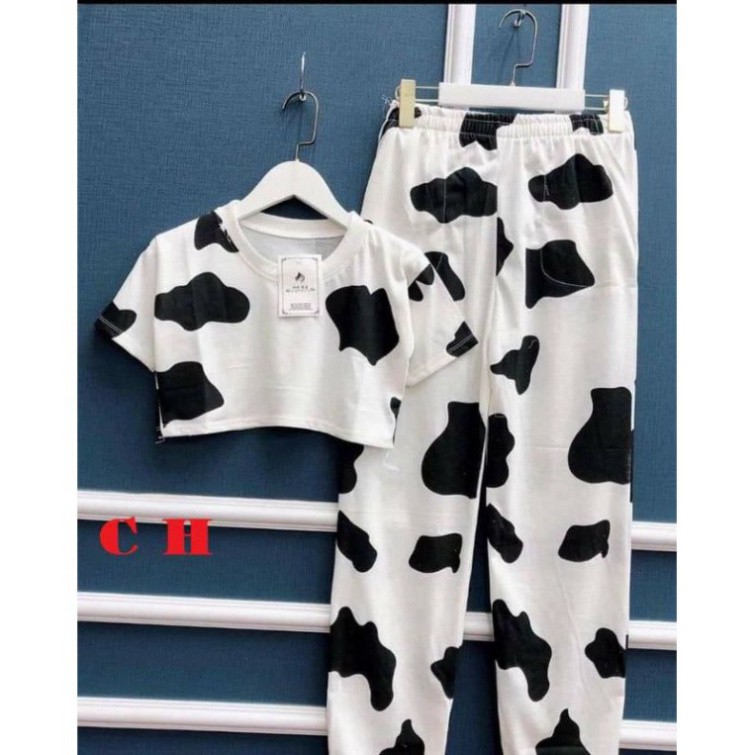 (Ảnh thật và video shop tự quay)Áo Croptop Unisex Bò Sữa form thụng tay lỡ❤Áo nhóm áo lớp❤