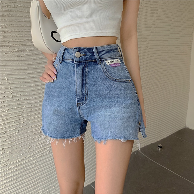 Quần Short Denim Lưng Cao Ống Rộng Xẻ Tà Viền Gợi Cảm Phong Cách Trung Hoa Thời Trang Mùa Hè Mới