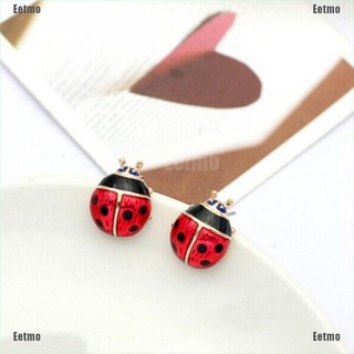 (Eetmo) Cute Insert Earrings Exquisite Paint Stud Earrings Red Oil Ladybug Ear Studs
