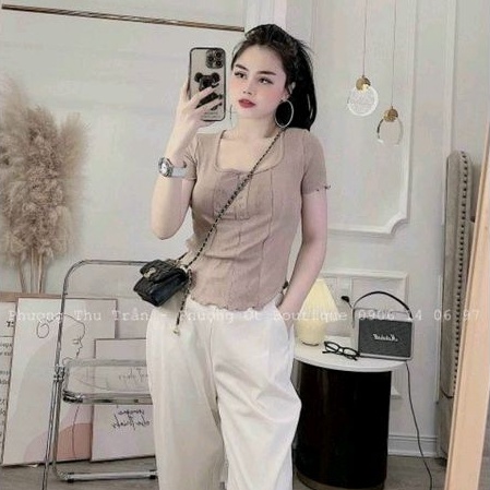 Áo thun body Vạt Bầu tay ngắn Nút Bấm A15