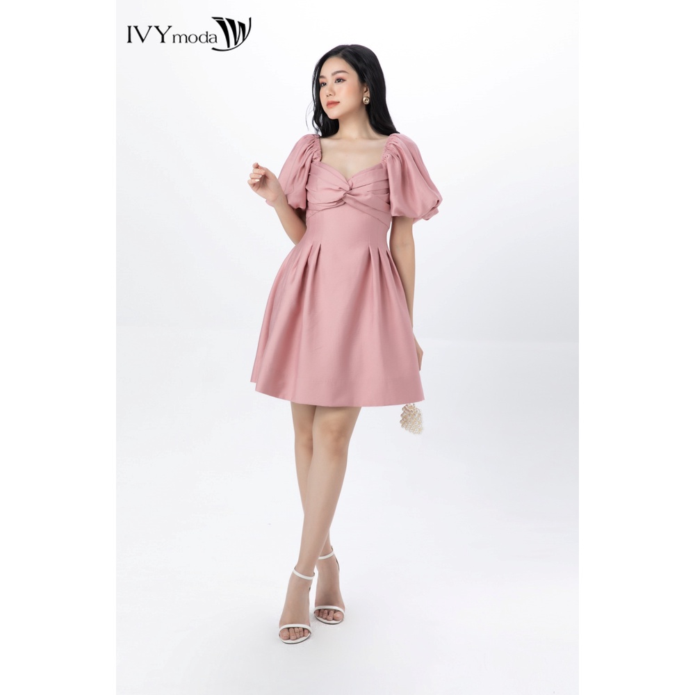 Đầm chiết eo tay bồng IVY moda MS 48B9268