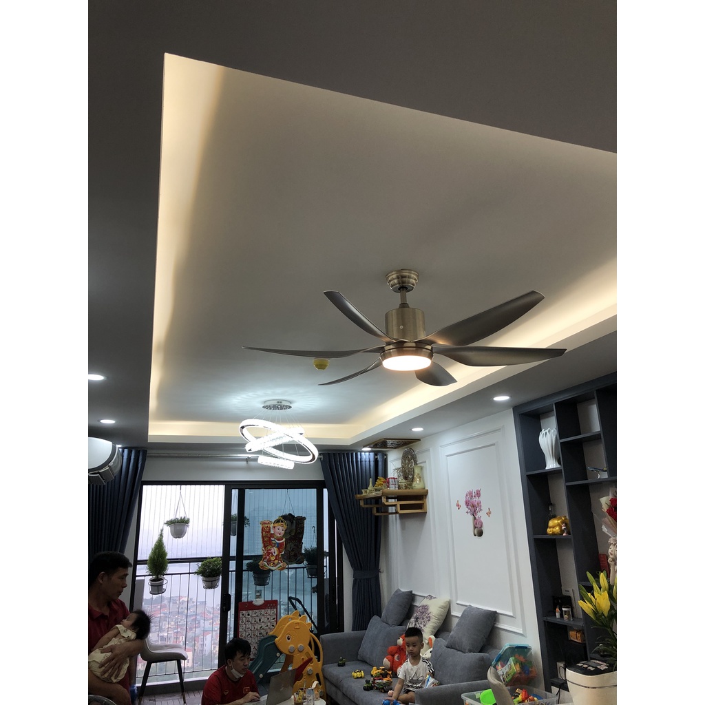 QUẠT TRẦN ĐÈN TRANG TRÍ LÕI ĐỒNG,ĐỘNG CƠ DC,6 CHẾ ĐỘ GIÓ SIÊU MÁT,3 MÀU ÁNH SÁNG,ĐẢO CHIỀU HÚT ẨM MÙA ĐÔNG