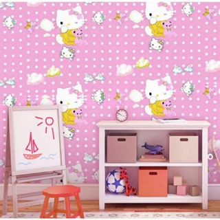 10m giấy dán tường hello kitty nơ hồng rộng 45cm có keo sẵn