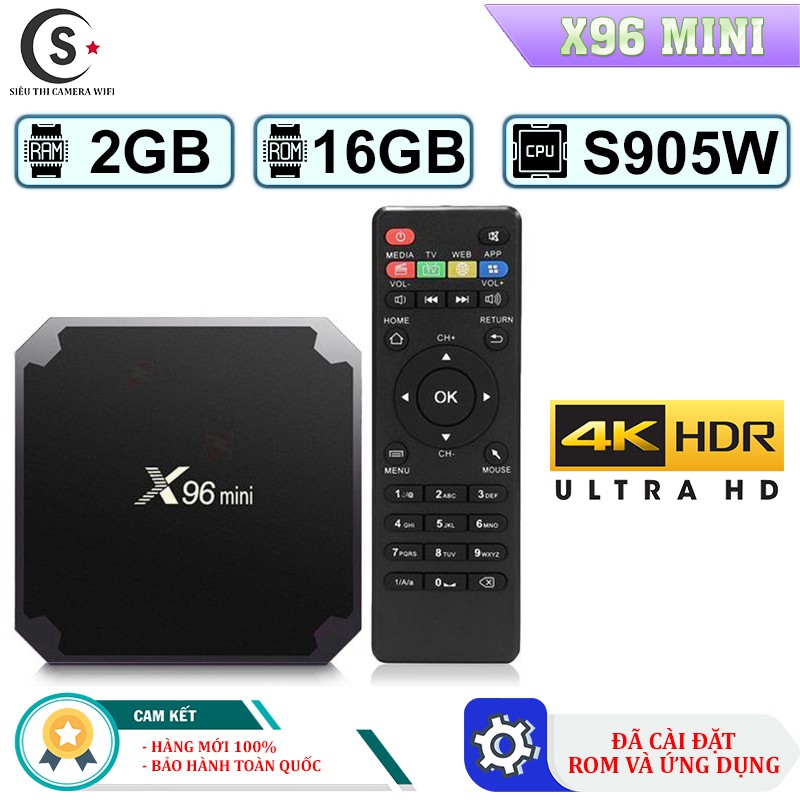 Android TV Box X96 Mini Hệ Điều Hành Ram 2GB- Rom 16Gb