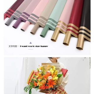 1 xấp 20 tờ giấy gói hoa 2 mặt viền 3 sọc