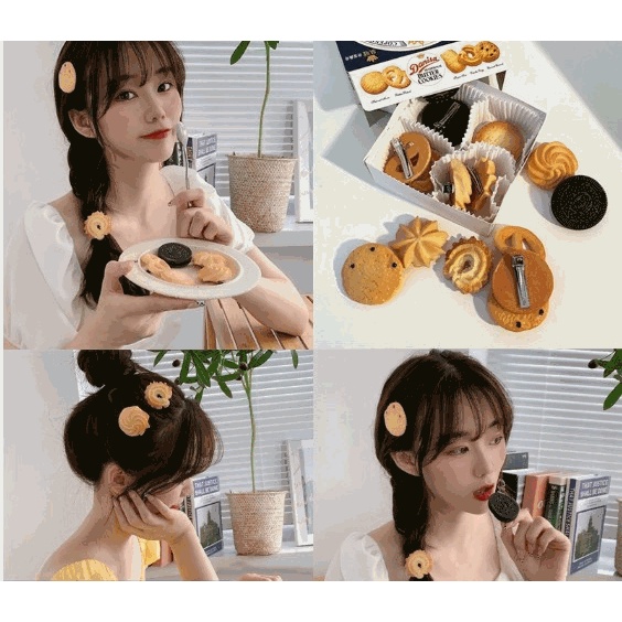 Dễ Thương Kẹp Tóc Hình Bánh Quy / Trái Cây / Gấu Màu Cam Thời Trang Cho Nữ