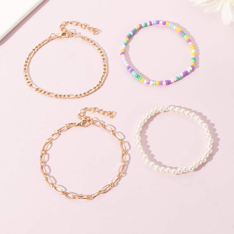 Lắc Chân Đính Hạt Ngọc Trai Vỏ Sò Nhiều Màu Thời Trang