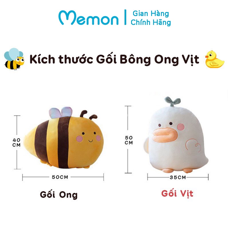 Gối Ôm Gấu Bông Chú Vịt Và Ong Vàng Cao Cấp Memon